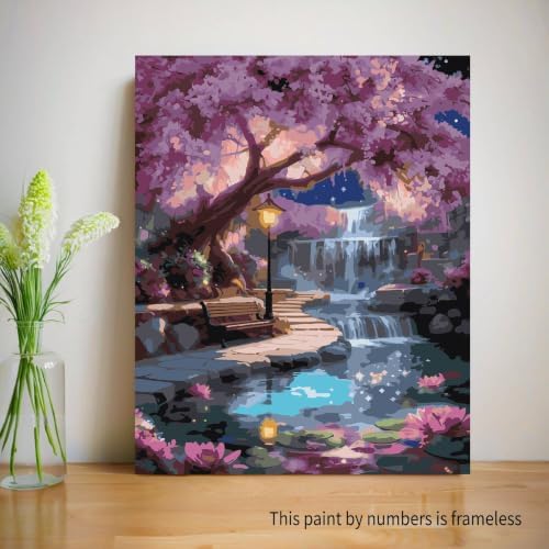 bleihum Cherry Blossoms Paint by Numbers Kit for Adults Tree 16x20inch