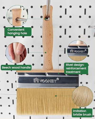 Voomey Deck Stain Brush 6 Inch, Limewash Brush for Wood, Deck Stain and Sealer Applicator, Strong Hold Paint Without Chipping, Quickly Paint Decks, Fences, Walls and Furniture