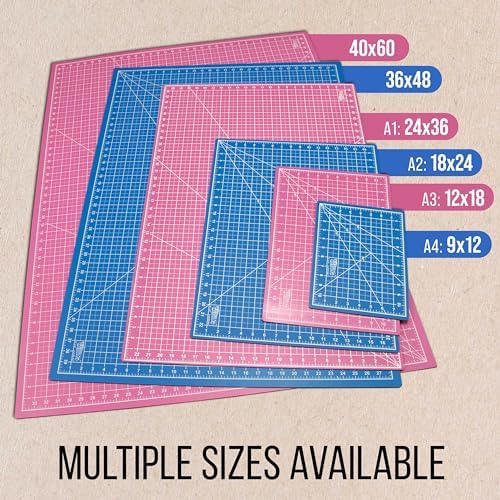 U.S. Art Supply 12"x18" Self-Healing Cutting Mat 5-Ply (2 Pack) Pink/Blue
