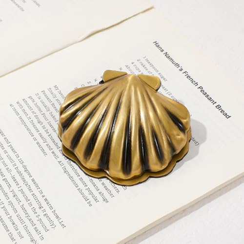 Vintage Shell Metal Binder Clip, Gold Book Clip for Journal & Desk