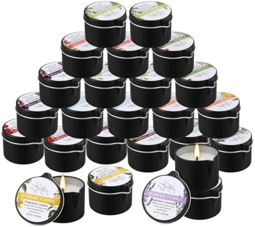 Massage Oil Candles for Couples – 12 Scents Romantic Low Temperature Massage Candles Gift Set, Body Oil Candle for Date Night, Spa & Skin Care, Anniversary Valentine's Day Gifts