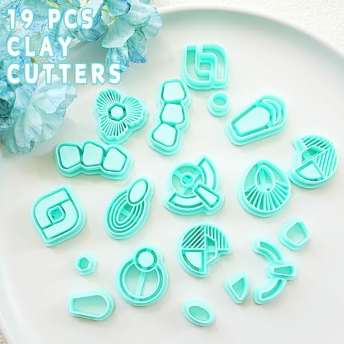Tainsky 18 Shapes Embedded Polymer Clay Cutters - Gem Clay Jewelry Making Tools, Earring Cutters (A)