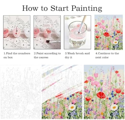 ZRIZQ Flowers Paint by Numbers Kit for Adults Beginner,Wildflowers, 16x20
