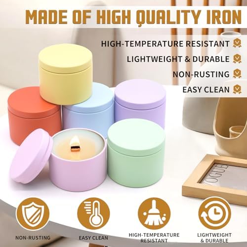 24-Pack 4oz Candle Tins with Lids, Metal Candle Jars for Candle Making, Empty Containers Vessels Bulk for Small Business & Beginners DIY Storage -Multicolor