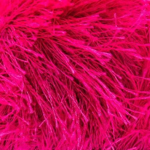 Estako Eyelash Yarn, Soft Fuzzy Faux Fur for Crochet and Knitting, Fuchsia
