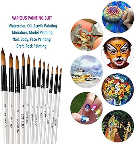 GETHPEN Acrylic Paint Brushes Set,12PCS Round-Pointed Tip Paint Brushes