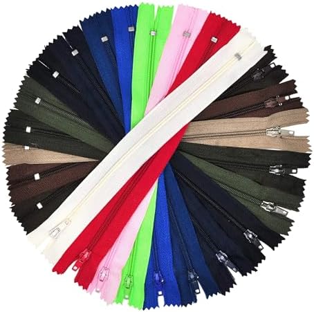 Mandala Crafts 100 PCs Mixed Closed-End 8 Inch Nylon Zippers for Sewing