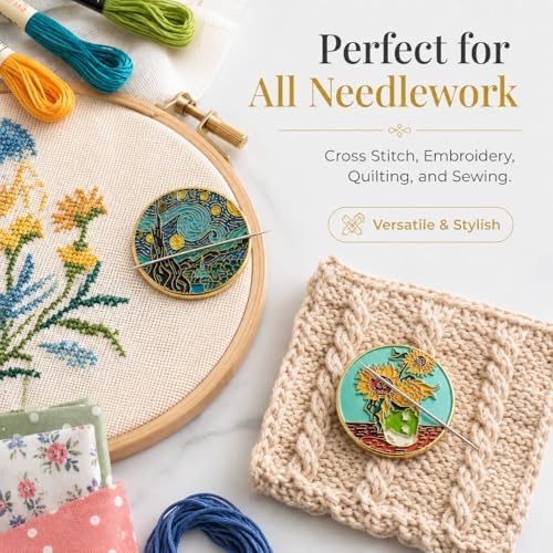 2 PCS Van Gogh Needle Minder Magnet Set for Cross Stitch & Needlepoint Art