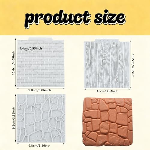 Tree Bark Silicone Molds Stone Texture Polymer Clay Mold Set of 3