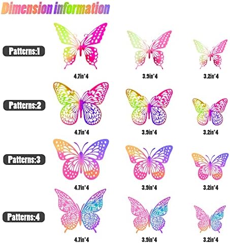 SAOROPEB 3D Butterfly Wall Decor 48 Pcs Laser Purple Butterfly Decorations | 4 Styles 3 Sizes, Birthday Decorations Butterfly Party Decorations Cake Decorations, Removable Stickers
