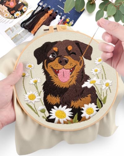 ERKOON Embroidery Kit for Beginners Adult Rottweiler Cross Stitch Set