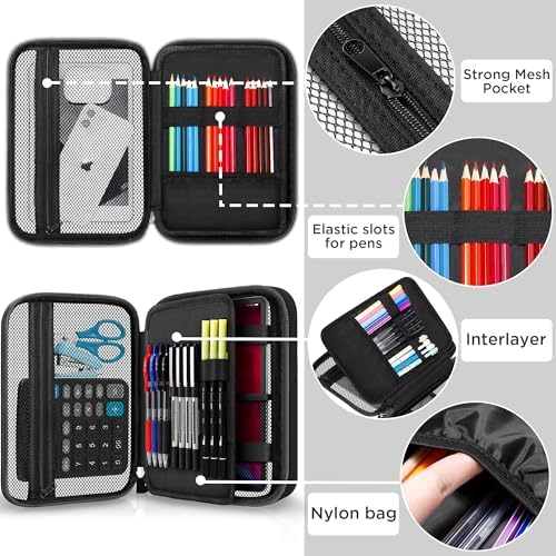 Zannaki Big Capacity Storage Pouch Marker Pen Pencil Case Simple Stationery Bag Box Art Tool & Sketch Storage Boxes for Bullet Journal Middle High School Office College Student Girl Women Adult Teen