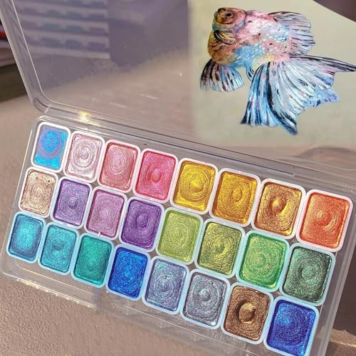 Forestry Shifting Watercolor Painting Set，24 Colors Watercolor Painting Set，Metallic Watercolors，Glitter Watercolor Paint For Children Adults Art Paint (Starlight 24 colors 1 ml（1* Pen）)