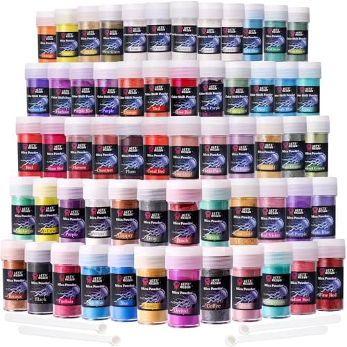 LET'S RESIN 60 Colors Mica Powder,Natural Pearlescent Pigment Powder