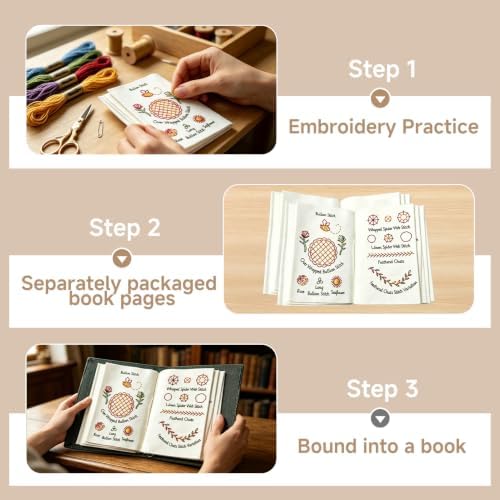 EBQOSK Embroidery Kit for Beginners, Embroidery Stitch Book with Sewing Kit, 86 Tools,65 Water-Soluble Patterns & 106 Stitches with Guides,Portable Craft Set for Adults & DIY Lovers