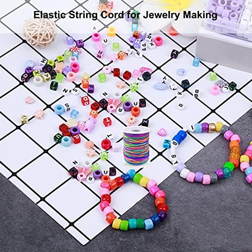 LUSTEMBER 1mm Stretchy Bracelet String, Sturdy Rainbow Elastic String Elastic Cord for Jewelry Making, Necklaces, Beading and Crafts (Pack of 2)