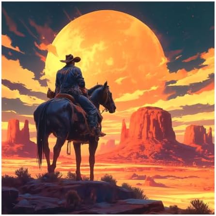 SJUTOUCI Western Cowboy Diamond Art Kit for Adults, Diamond Painting