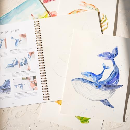 Seashore Watercolor Workbook – Ocean & Coastal Scenes with Pre-Outlined Pages, Step-by-Step Tutorials & Premium Cotton Cold Press Paper – Learn Watercolor for Beginners & Sea Life Art Lovers