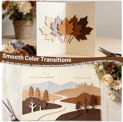 Oleitodh 100 Sheets 8.5x11 in Brown Cardstock, 5 Tones, 180GSM/65lb