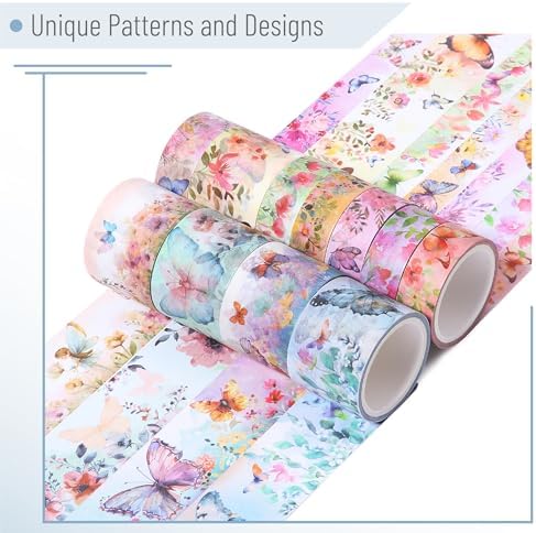 Mr. Pen- Washi Tape Set, 20 Rolls, Assorted Sizes, 4.37 Yards/Roll | Washi Tape for Scrapbook, Arts, Crafts, Journals and Planners, Watercolor Butterfly Design
