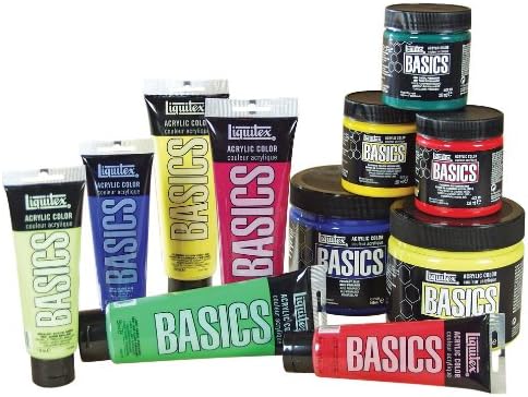 Liquitex Basics Acrylic Color Set, 4-pack of 75mL tubes with Bonus Titanium White