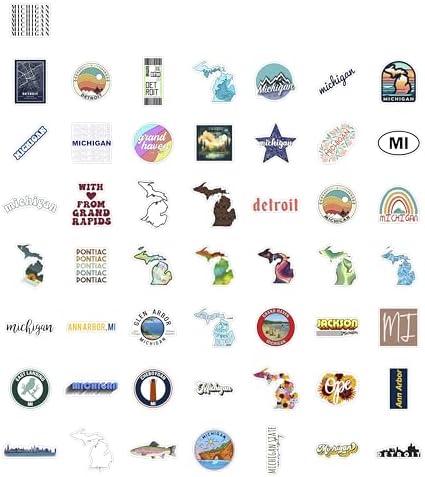 100Pcs Michigan Stickers for Water Bottle and Laptop - Michigan State Gifts, Party Supplies & Decorations, Waterproof Vinyl Decals, State Pride and Icon Stickers, Gifts for Women & Men