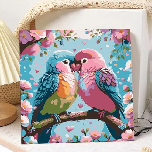 Bird Paint by Numbers with Frame, Bird Paint by Numbers for Adults 10x10 in | Framed Paint by Numbers with Easel, Acrylic Painting by Numbers, DIY Arts and Crafts for Gifts or Home Decor
