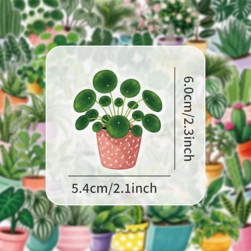 Green Potted Plants Stickers Aesthetic Flora Scrapbook Stickers(50)