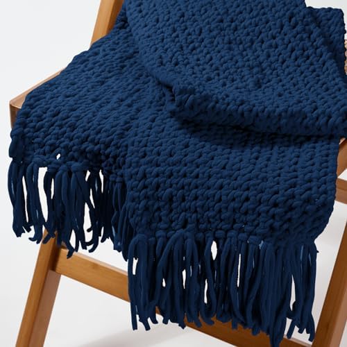 Navy Chunky Chenille Yarn, #6 Super Bulky, 10.5 oz/216 Yards