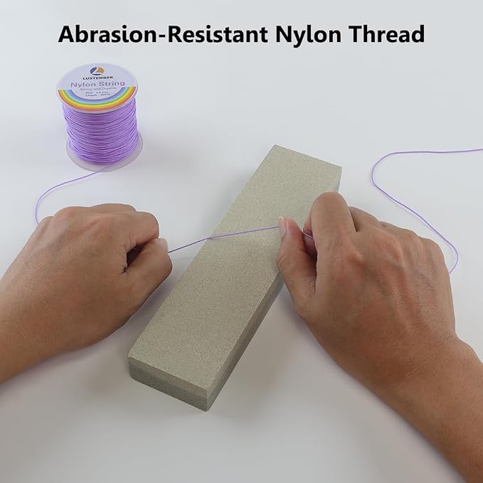 LUSTEMBER 0.8mm Nylon String, Strong Bracelet String, Durable Nylon Cord for Jewelry Making, Bracelets, Beading, Necklaces, Rattail Braiding, Kumihimo, Wind Chimes, Blinds and Handicrafts