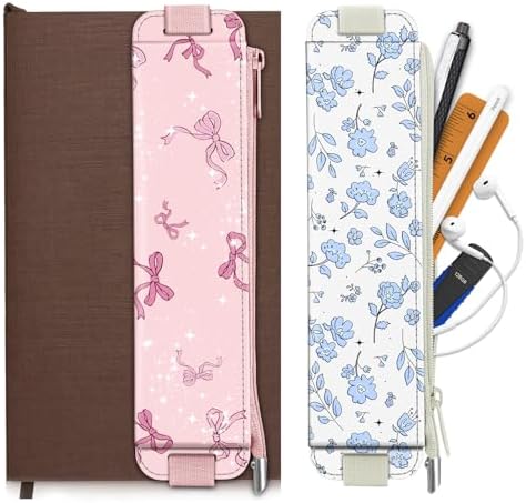 FINPAC 2-Pack Elastic Pen Holder for Notebook Leather Pen Holder