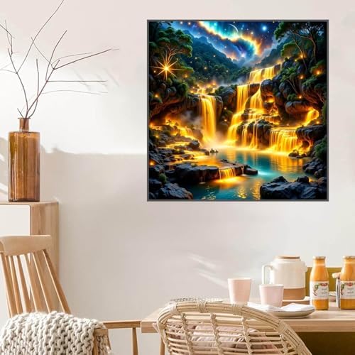 Waterfall Diamond Art Kits for Adults, Landscape Diamond Painting 14x14in