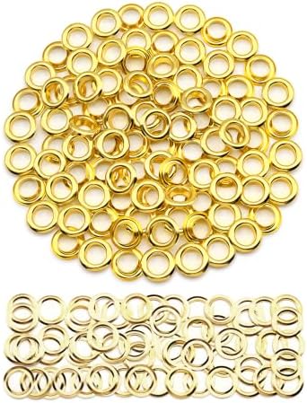 SEMINI 200 Sets 8mm Gold Grommet Eyelet Kit for Fabric Leather Crafts