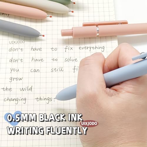 UIXJODO Gel Pens, 10Pcs 0.5mm Black Ink Pens Fine Point Smooth Writing Pens, High-End Series Retractable Pens for Journaling Note Taking, Cute Office School Supplies Gifts for Women (10 Pcs Morandi)