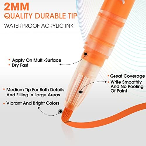 Droaful Acrylic Paint Pens Markers,48 Colors Waterproof Paint Pens