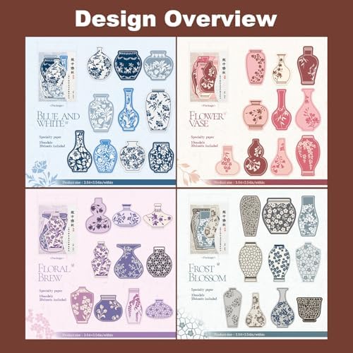 80 Pcs Floral Vase Stickers for Scrapbooking and Journaling