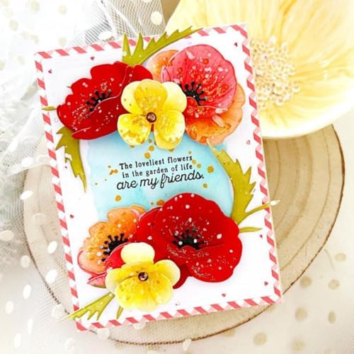 Scrapbooking Die-Cuts, Layer Frame Net Set Metal Cutting Dies for Card Making, Paper Craft Template, Background Embossing Stencils, DIY Album Décor (Flower Set D-10.6x14.1cm)