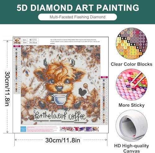 Zythron Cow Diamond Art Kits for Adults,Highland Cow Diamond Painting Kits