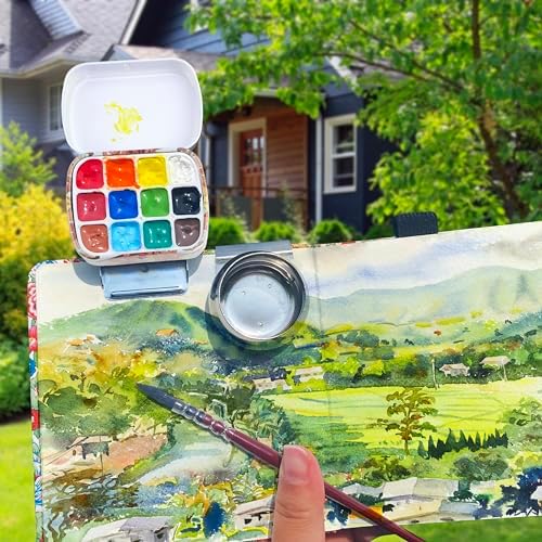 Portable Travel Watercolor Palette, Mini Metal Tin Box,12-Well Empty Tins