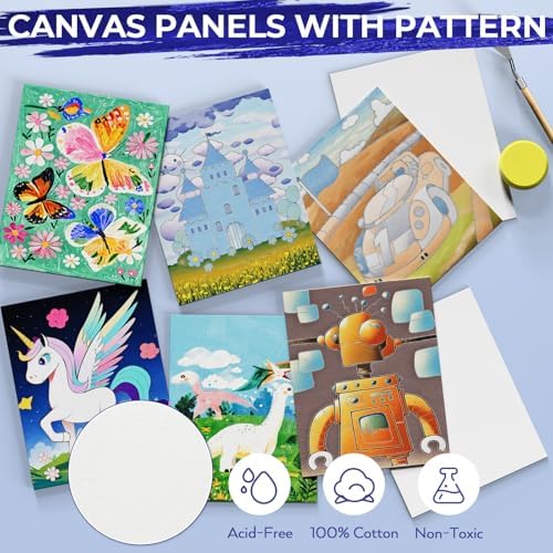Nicpro 72PCS Kids Painting Set with Pattern Canvas for Beginner Students