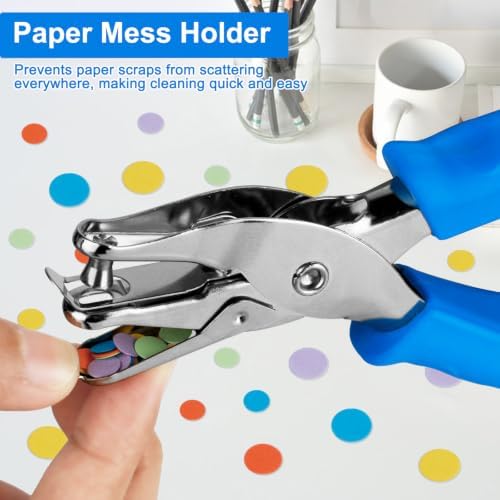 Single Hole Punch 2 Pack, 1/4" and 1/8" Hole Punch with Soft Grip Blue