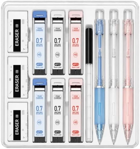 Four Candies Cute Mechanical Pencil Set, 3-Pack 0.7mm