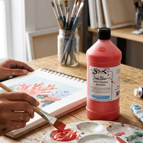 Sax Heavy Body Acrylic Paint for School and Arts and Crafts Use, Fire Red, 1 Quart
