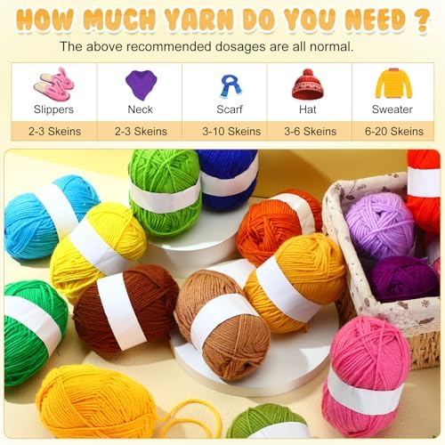 Coume 36 Polyester Yarn Skeins for Crocheting 50g 3268 Yards Multicolor DIY Soft Cotton Yarn Bulk for Weaving Knitting Beginners Dolls Gifts Crafts(36 Colors)