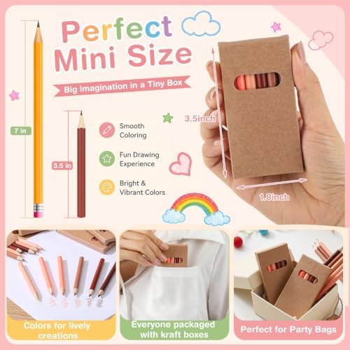 Ctosree 24 Packs Mini Colored Pencil Bulk 6 Per Box, Skin Tone, 3.5''