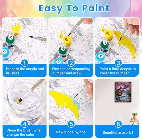 bleihum Cherry Blossoms Paint by Numbers Kit for Adults Tree 16x20inch