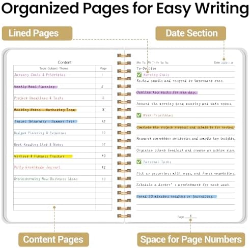 Lined Spiral Journal Notebook, A5 College Ruled Notebook for Note-Taking