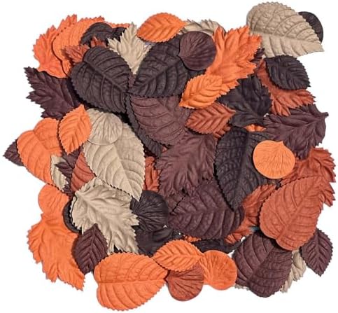100 Pcs Handmade Mixed Mulberry Paper Rose,Maple,Sunflowers,Hydrangeas,Lotus Leaves Scrapbooking Wedding DIY Craft Supplies Card (Mixed Leaves Brown Tone.)