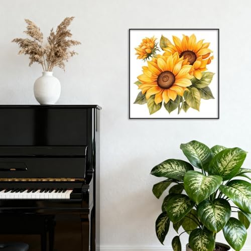 Amaieuin Sunflowers Paint by Numbers for Adults Beginners,Paint by Numbers Frame with Easel Flowers,DIY Number Painting for Adults for Home Wall Art Decor 10x10in