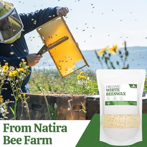 YASNAY White Beeswax Pellets 2LB, Organic Beeswax, Natural Triple Filtered